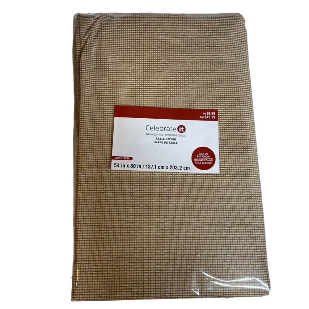 CELEBRATE IT Party Tan Backdrop Table Cover 54 x 80 " New Woven Look New‎